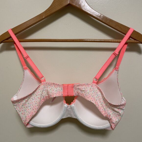 Vtg Victoria’s Secret Padded Push Demi Underwire Bra Size 34D Floral Lace Edge - Picture 8 of 8